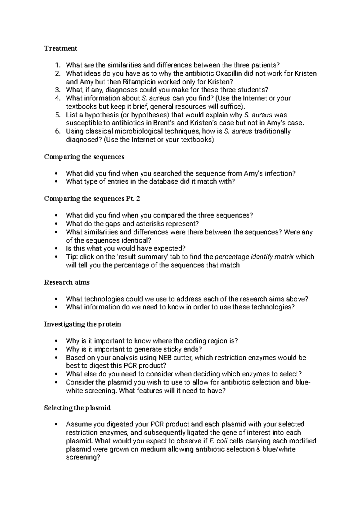 ALL LAB QS - W4 - All questions for lab 4 week 4 - Treatment 1. What ...