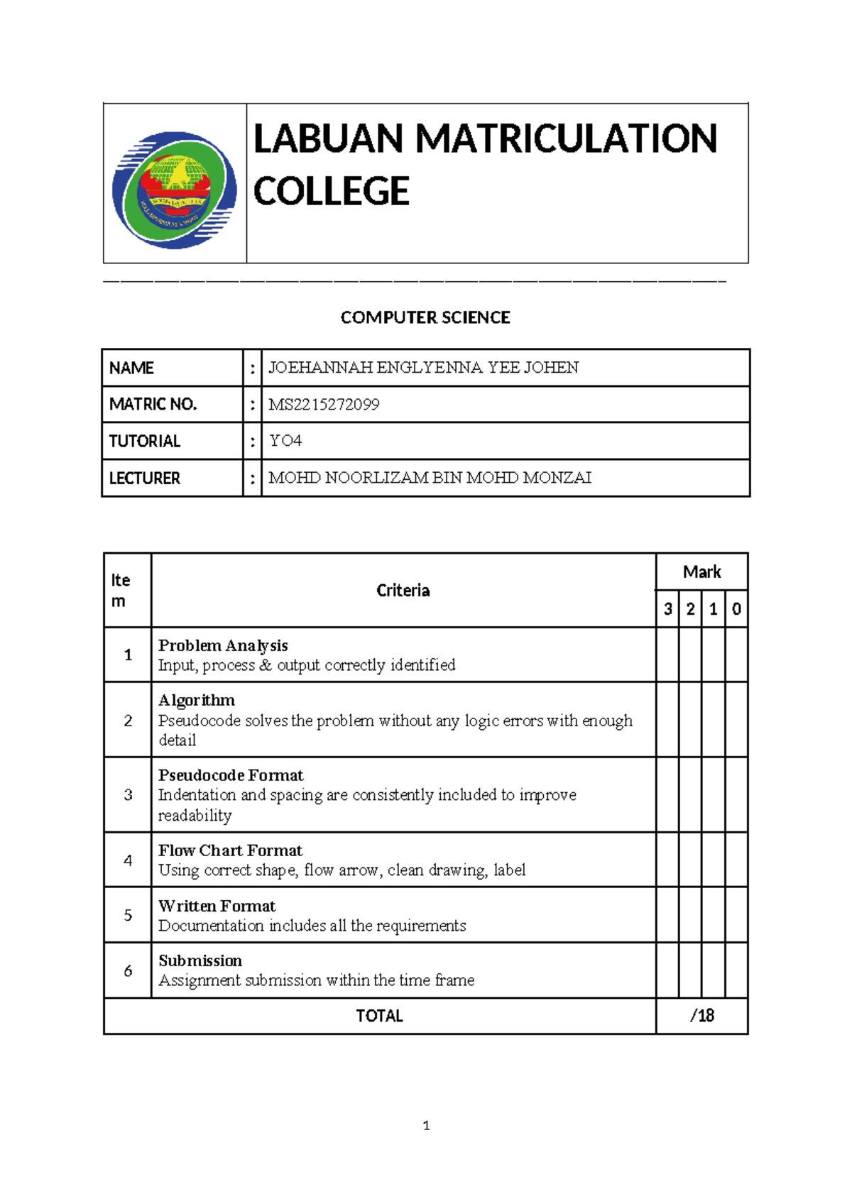 written assignment science computer matriculation