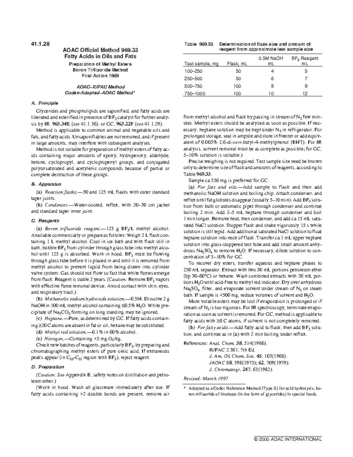 AOAC 969-33 - Ficha informativa - 41. AOAC Official Method 969. Fatty ...