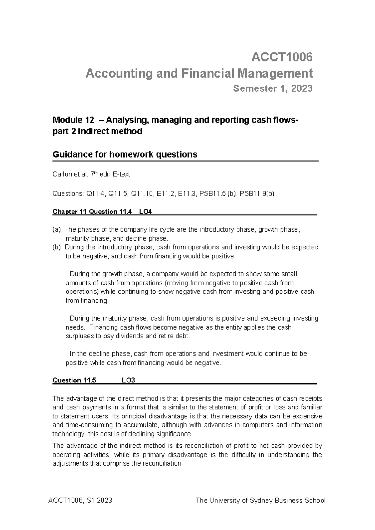 Wk 12 Homework Module 13 In Direct Cash Flow Statement - ACCT1006, S1 ...