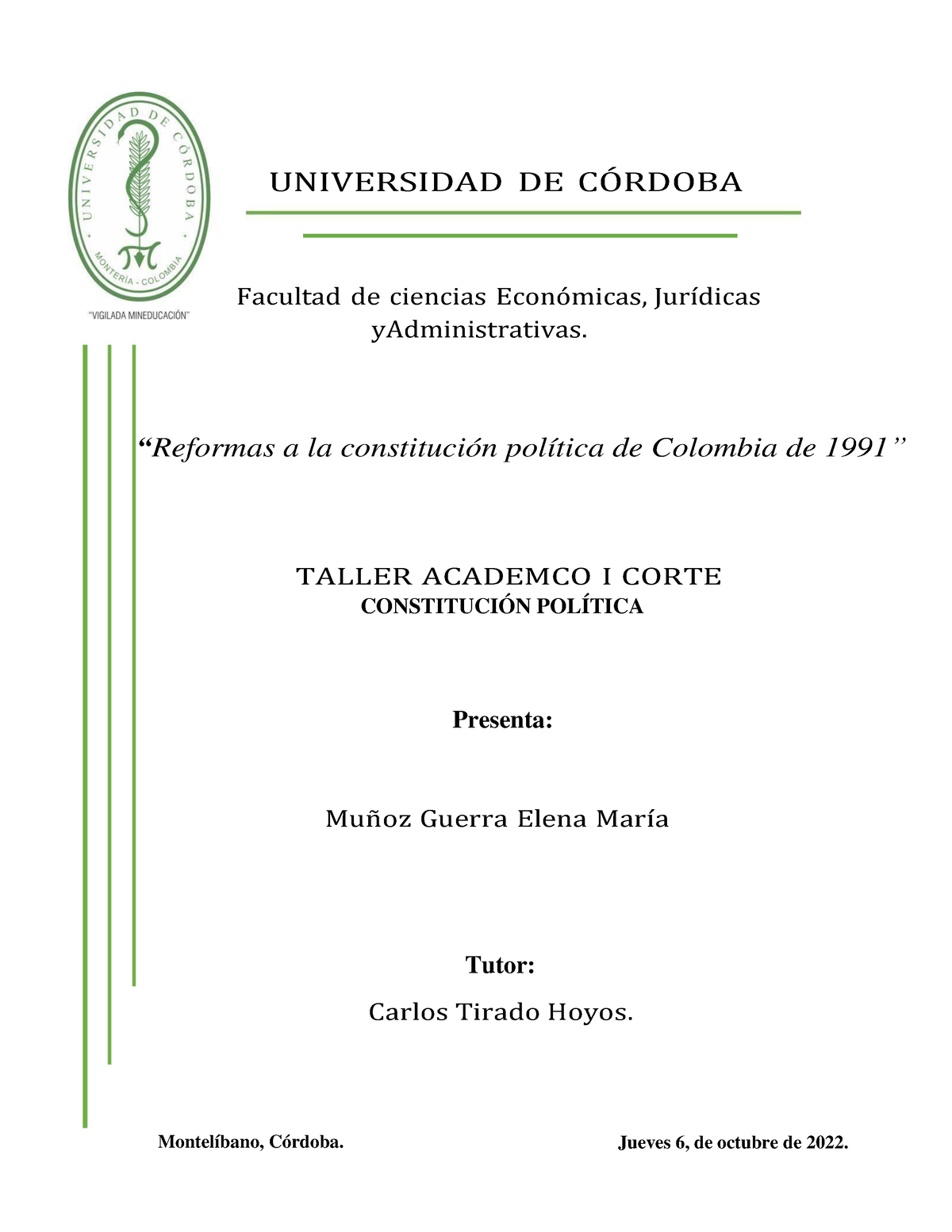 Reformas A La Constituci N Pol Tica De Colombia De Universidad