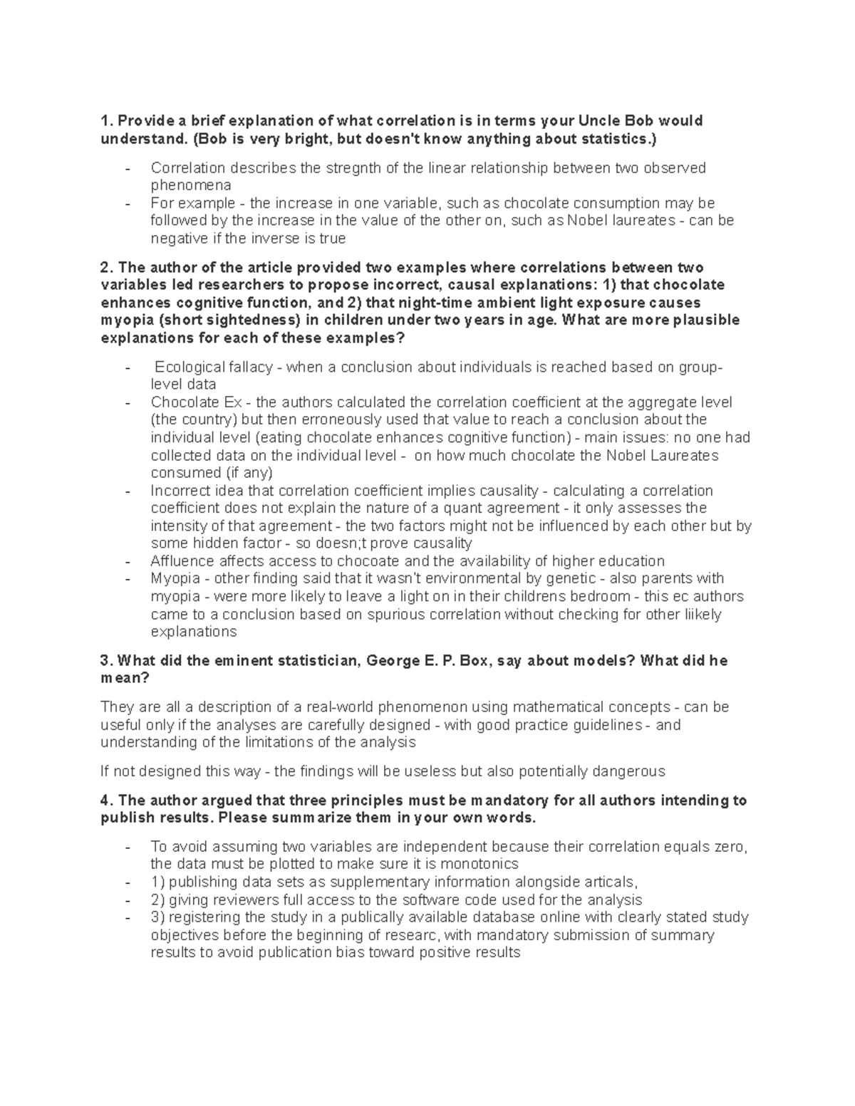 Quiz 6 Study Guide 1 Provide A Brief Explanation Of What Correlation 