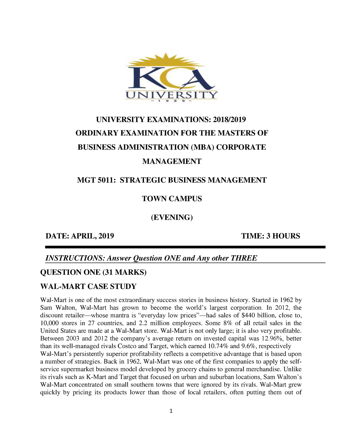 MGT5011 Strategic Business Management By Dr.stephen - UNIVERSITY ...