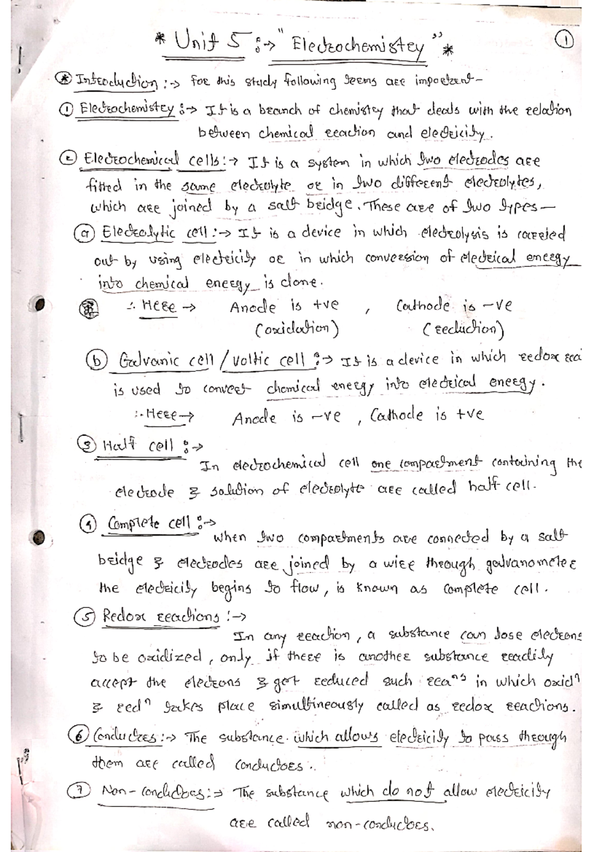 Unit 5 My Electro chemistry notes - Btech - Studocu