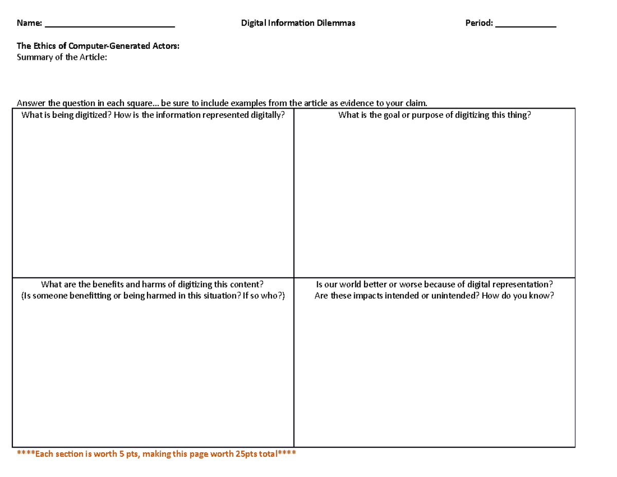 Unit 1 Digital Dilemma Project Name
