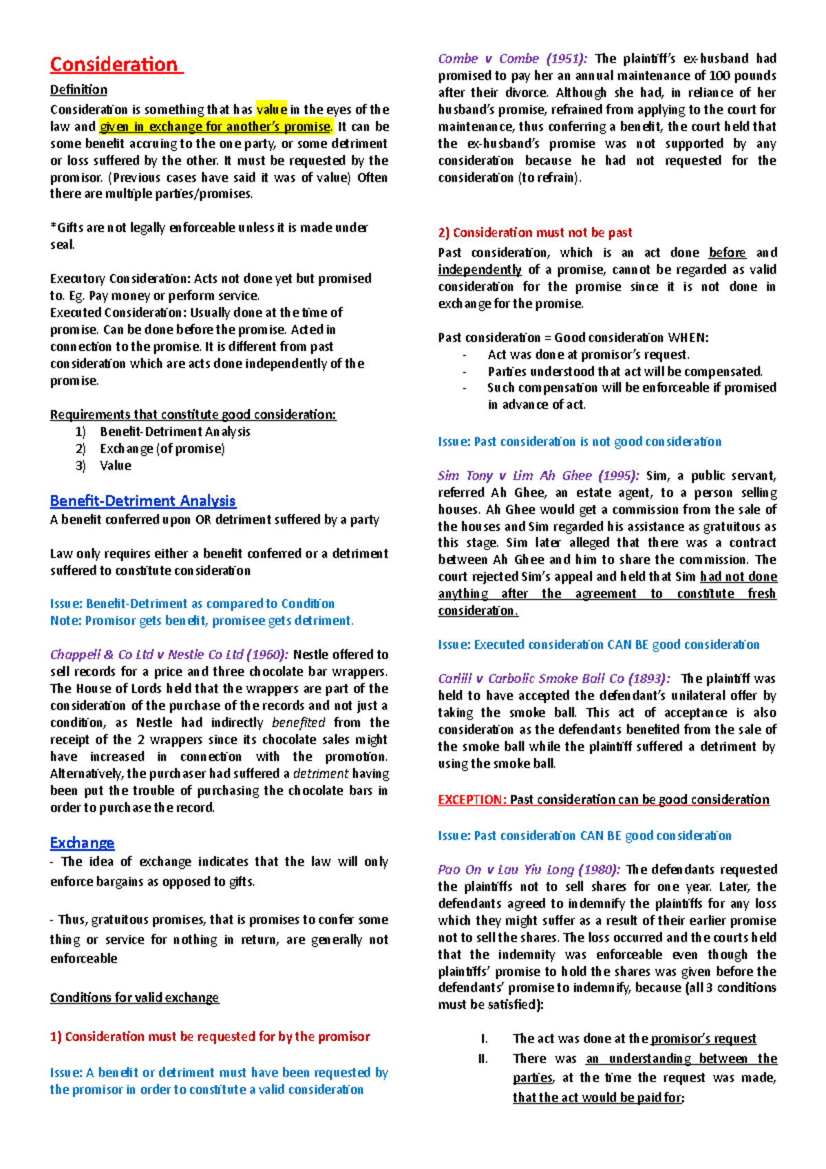 Chapter 8 Consideration & Intention to Create Legal Relations