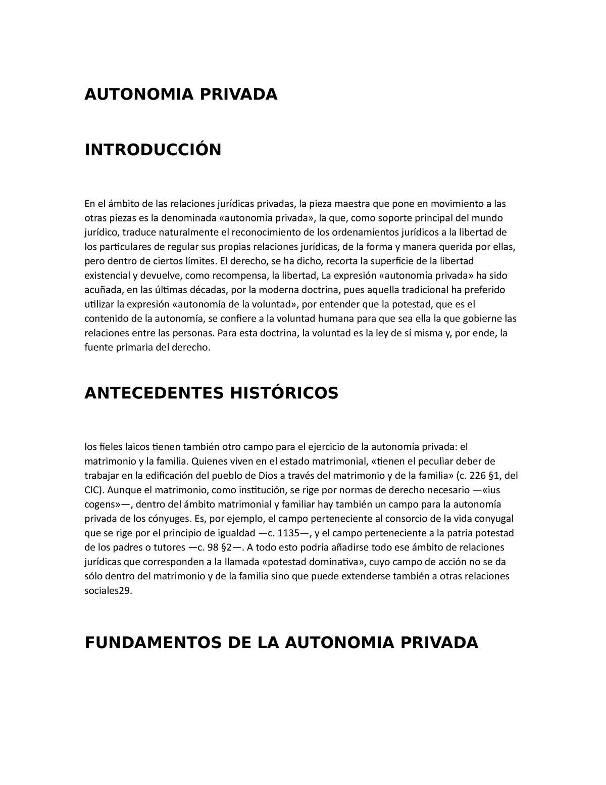 Autonomia Privada Autonomia Privada IntroducciÓn En El ámbito De Las Relaciones Jurídicas 2749