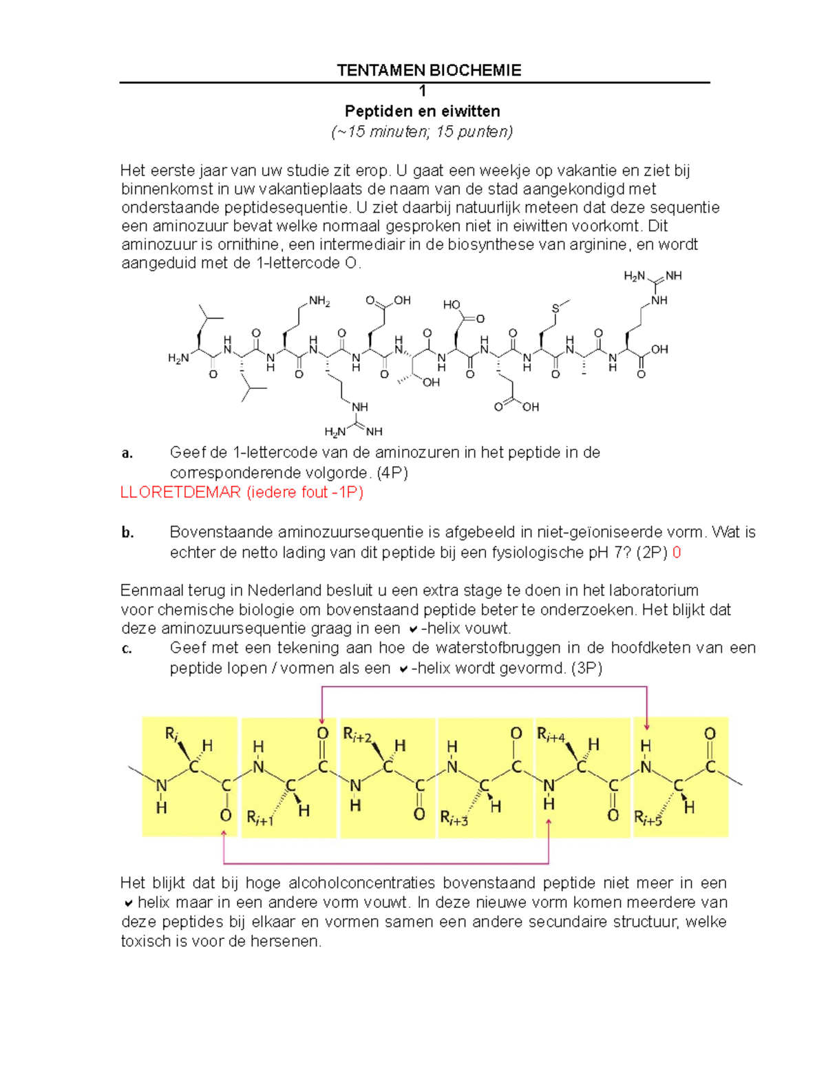 Proef/oefen Tentamen 2013, Vragen - TENTAMEN BIOCHEMIE 1 Peptiden En ...