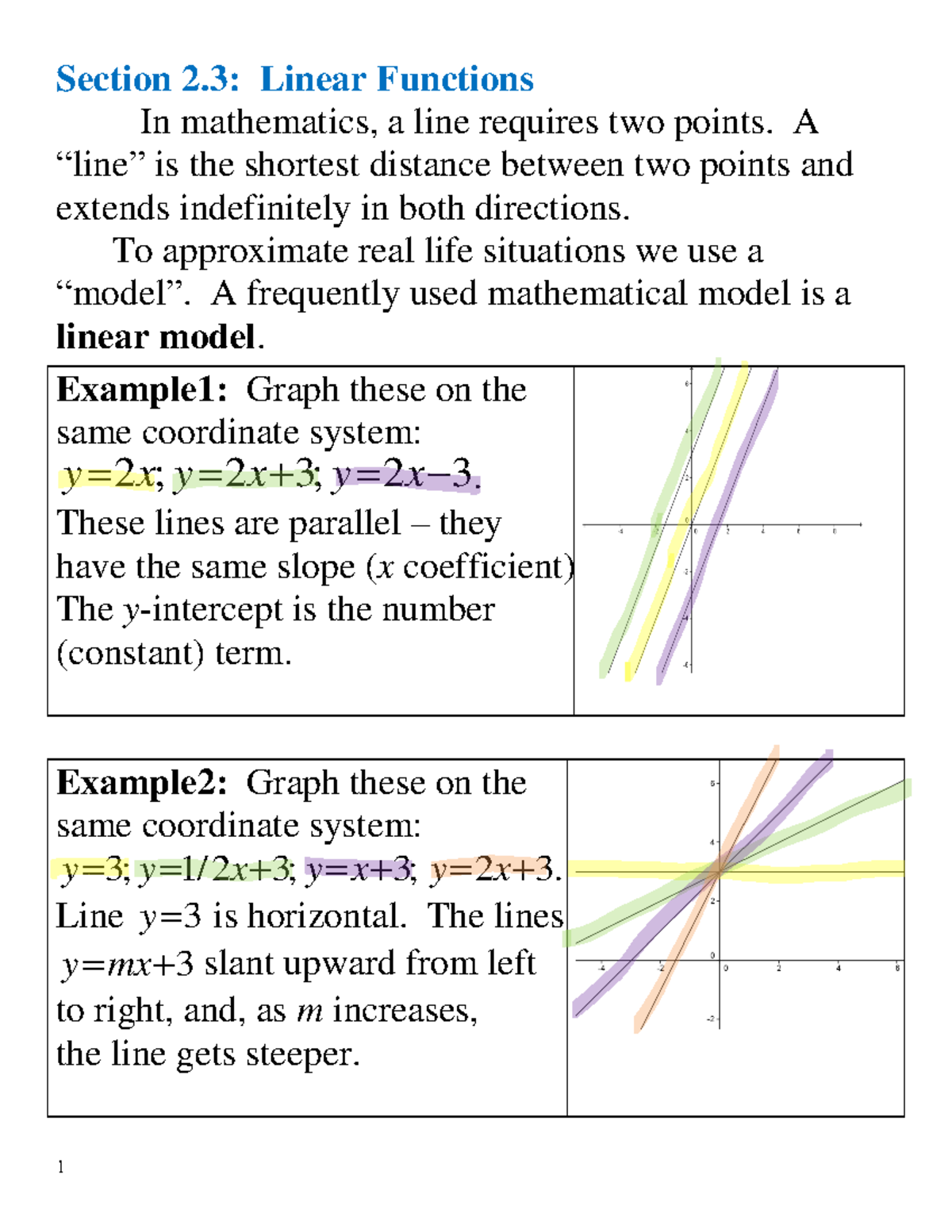 MA134- Section 2.3 - SEMO - Section 2: Linear Functions In mathematics ...