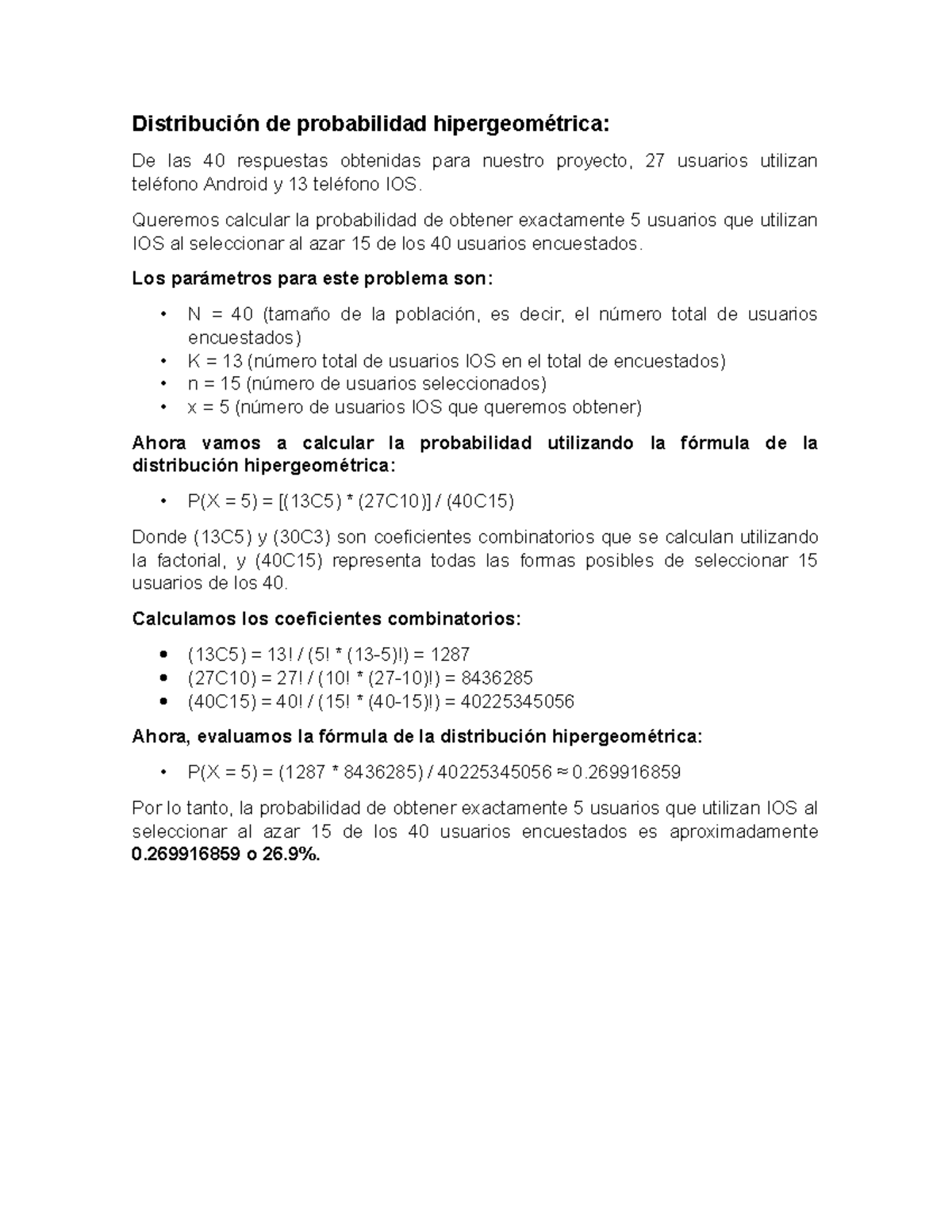 Distribución de probabilidad hipergeométrica - Distribución de ...