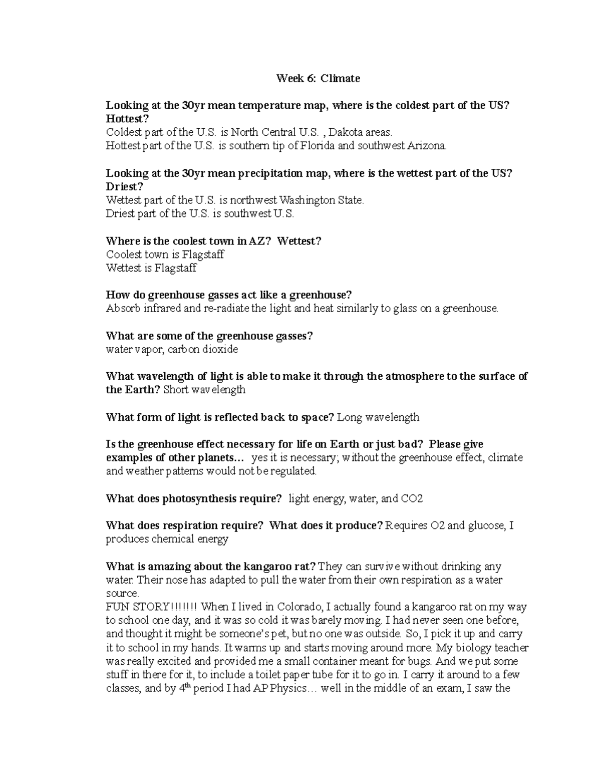 GEOS 218 week 6 Climate - Weekly Lecture notes and review - Week 6 ...