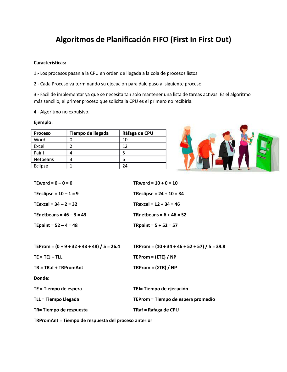 Algoritmo De Planificación Fifo Ejercicio Algoritmos De Planificación Fifo First In First Out 2182