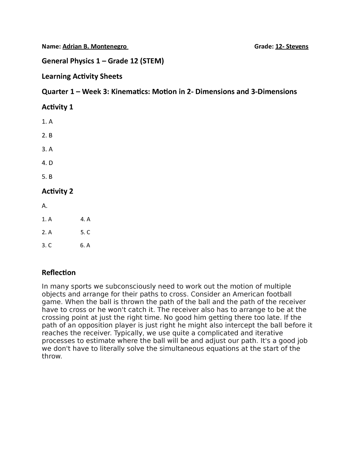 A General Physics 12 Q1M3 - Name: Adrian B. Montenegro Grade: 12 ...