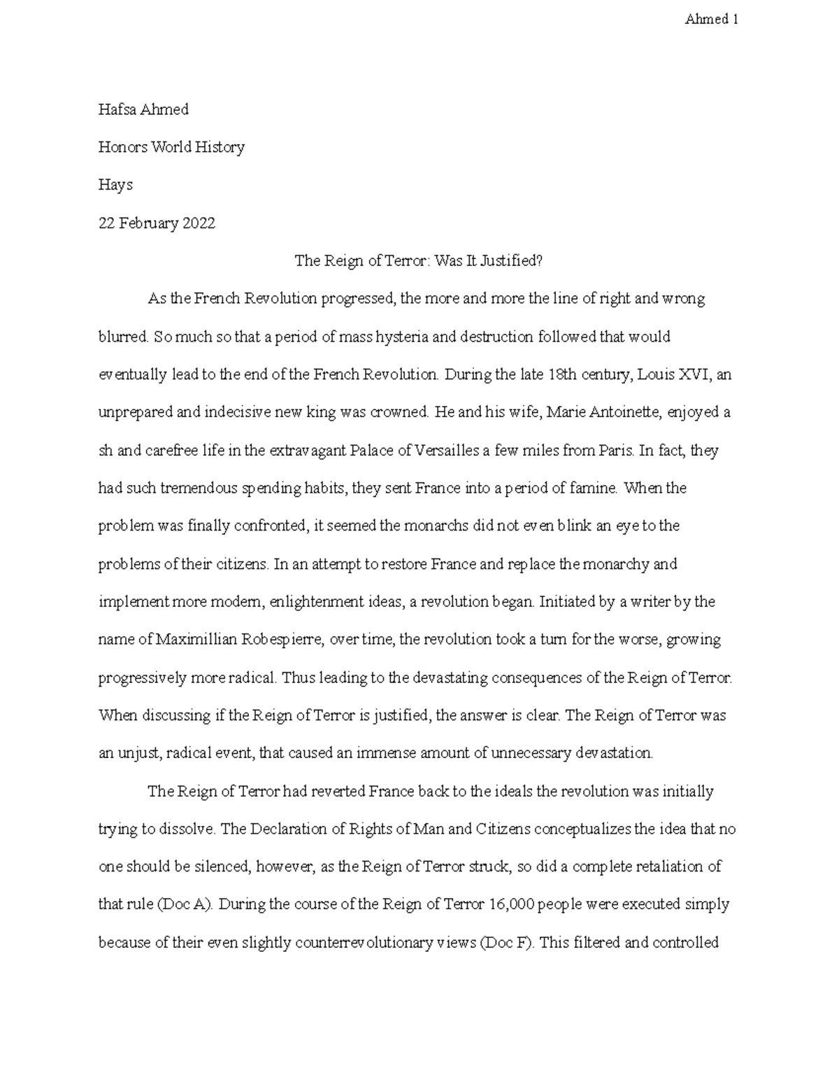 reign of terror dbq essay