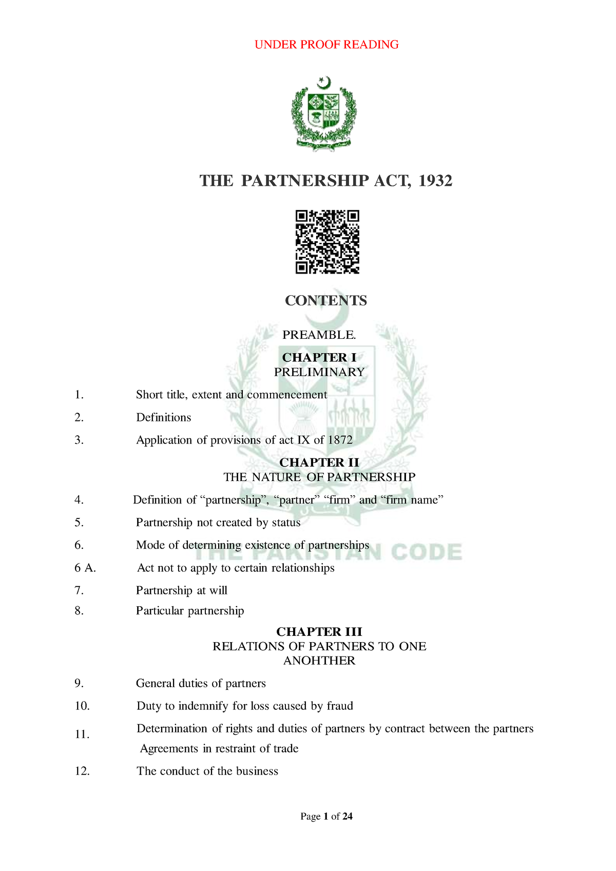 Partnership Act 1932 THE PARTNERSHIP ACT 1932 CONTENTS PREAMBLE   Thumb 1200 1697 