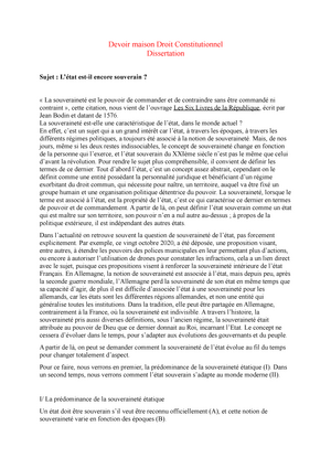 Dissertation Droit Constitutionnel Devoir Maison Droit Constitutionnel Dissertation Sujet L Etat Studocu