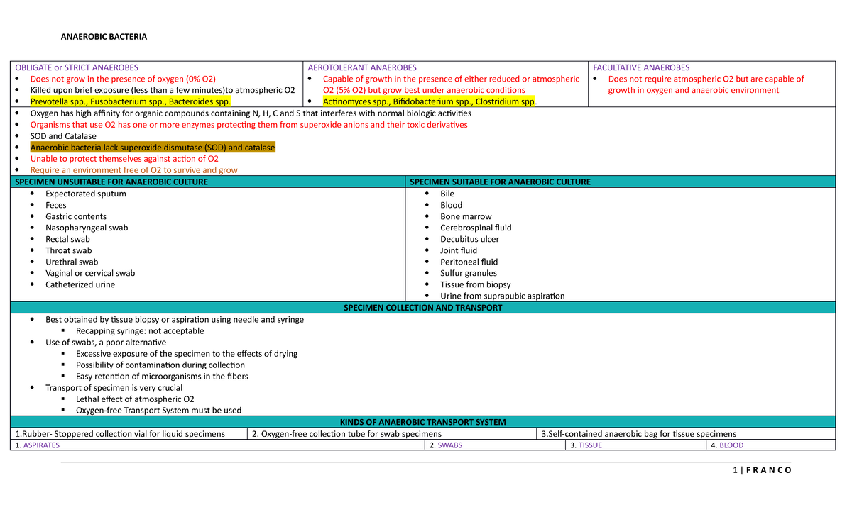 5. Anaerobic Bacteria - BACTERIOLOGY - OBLIGATE or STRICT ANAEROBES ...