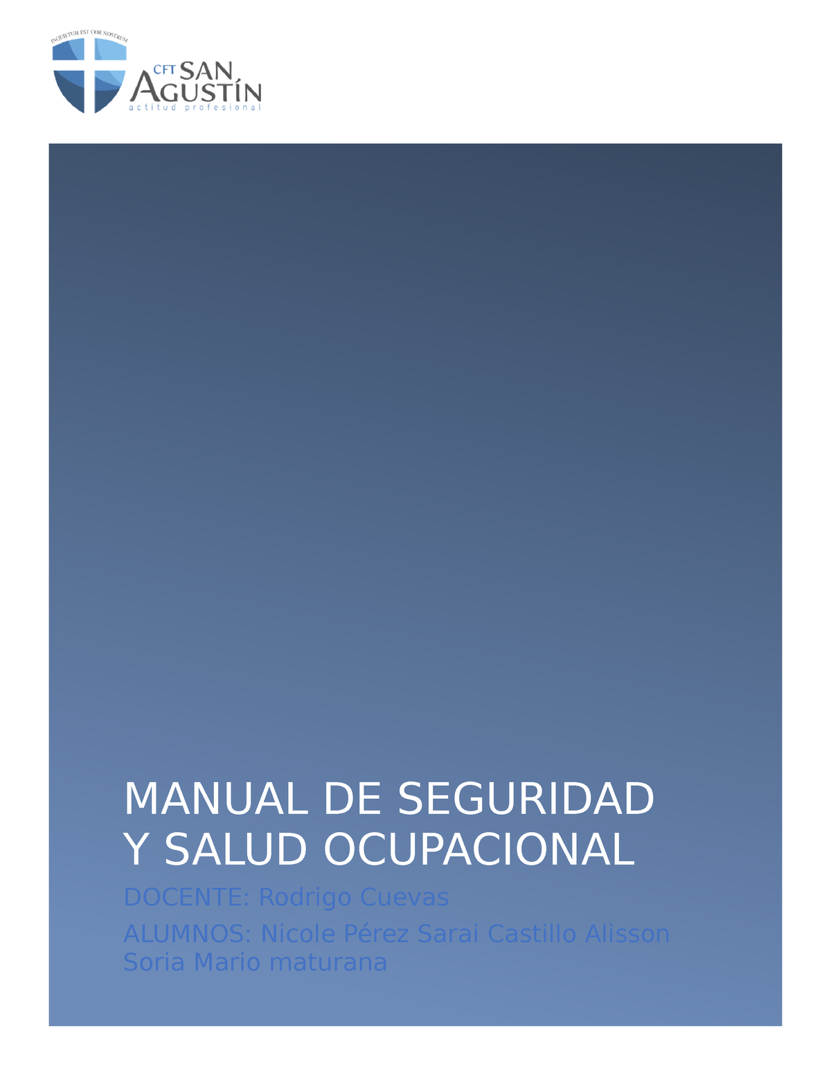 Practico Salud Ocupacional 1 - MANUAL DE SEGURIDAD Y SALUD OCUPACIONAL ...