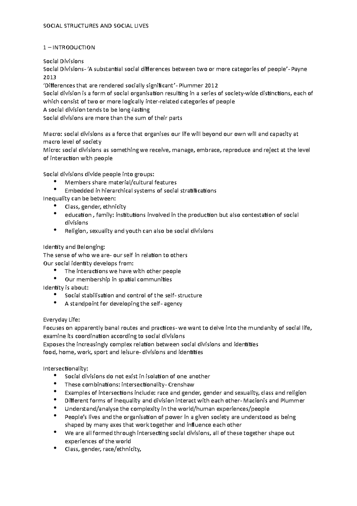 Social Structures and Social Life Term 1 and Term 2 1 INTRODUCTION