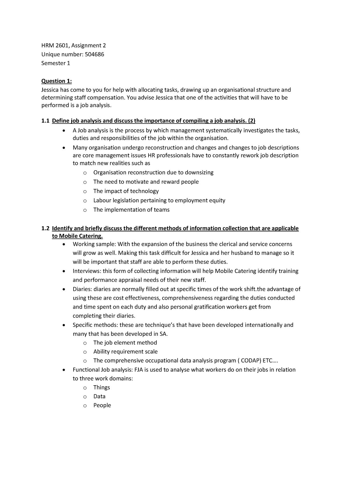 HRM 2601 Assignment 2 504686 - HRM 2601, Assignment 2 Unique number ...