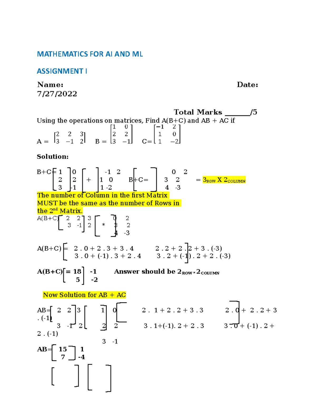 maths assignment ai