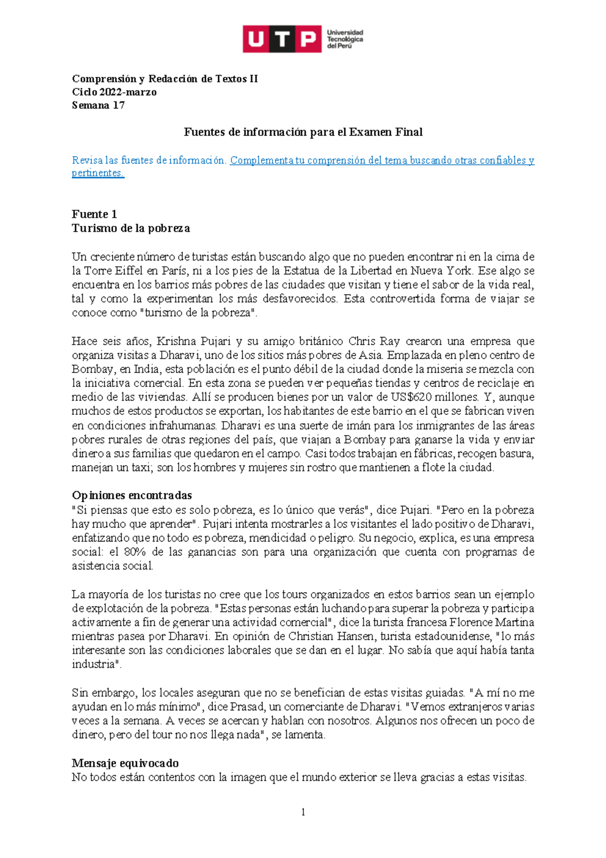 S17+-+Fuentes+de+informaci%C3%B3n Examen+Final - 1 Comprensión y ...