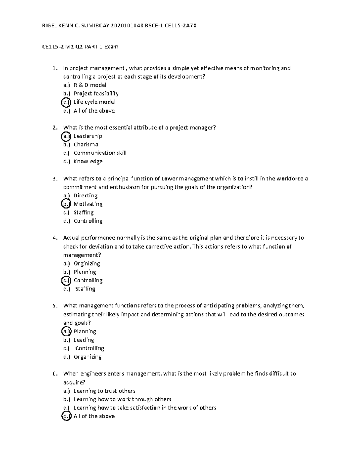 Sumibcay CE115-2 MOD 2 Q2 P1 EXAM - RIGEL KENN C. SUMIBCAY 2020101048 ...