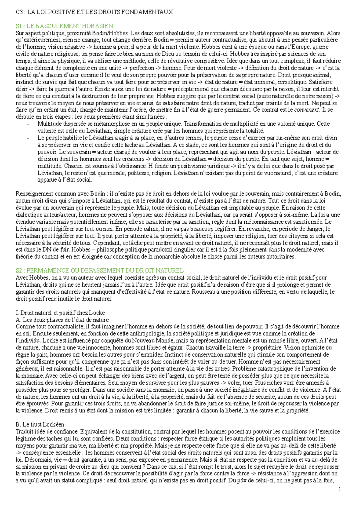 C3 histoire des institutions - C3 : LA LOI POSITIVE ET LES DROITS ...