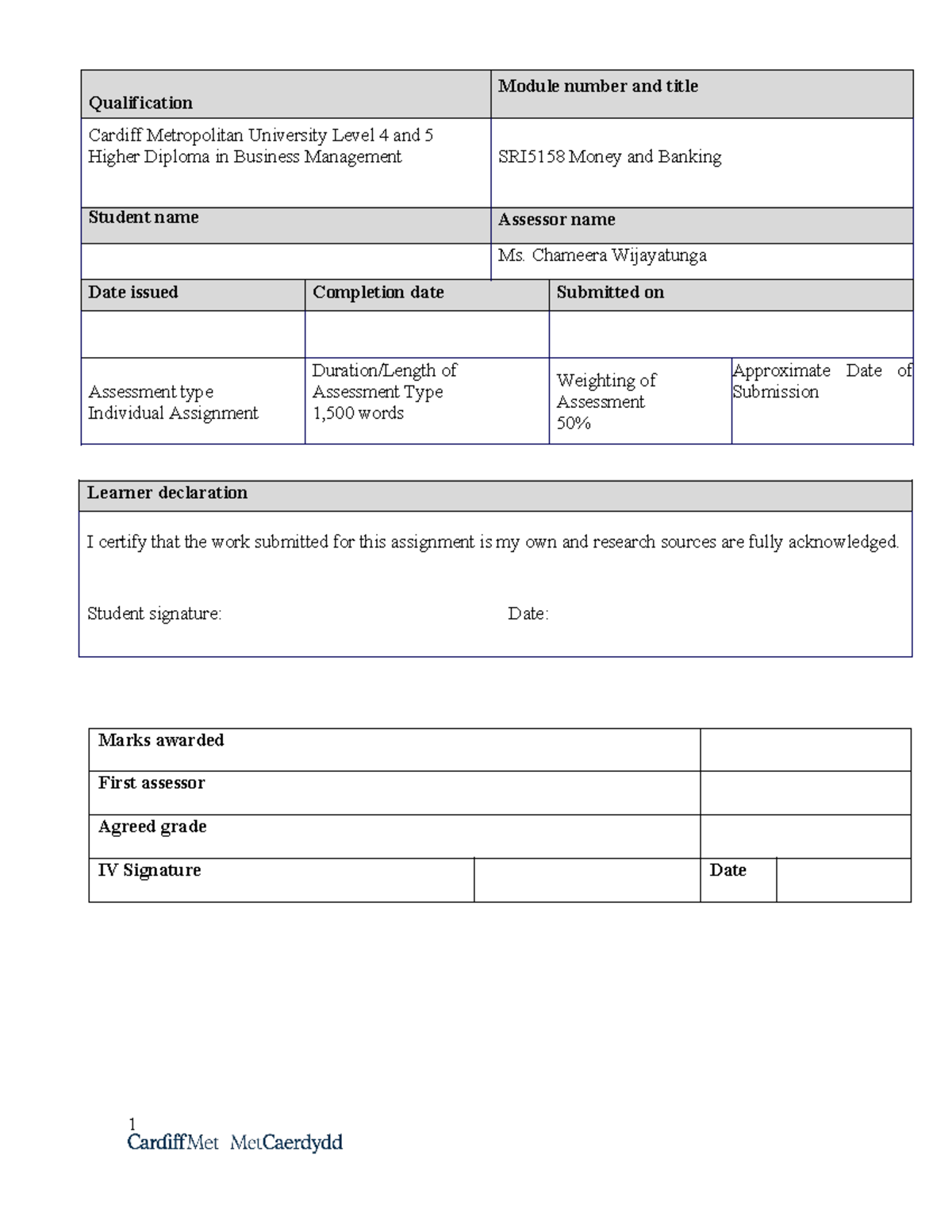 Sri5158 money and banking assignmentfeb pt 1 - Qualification Module ...