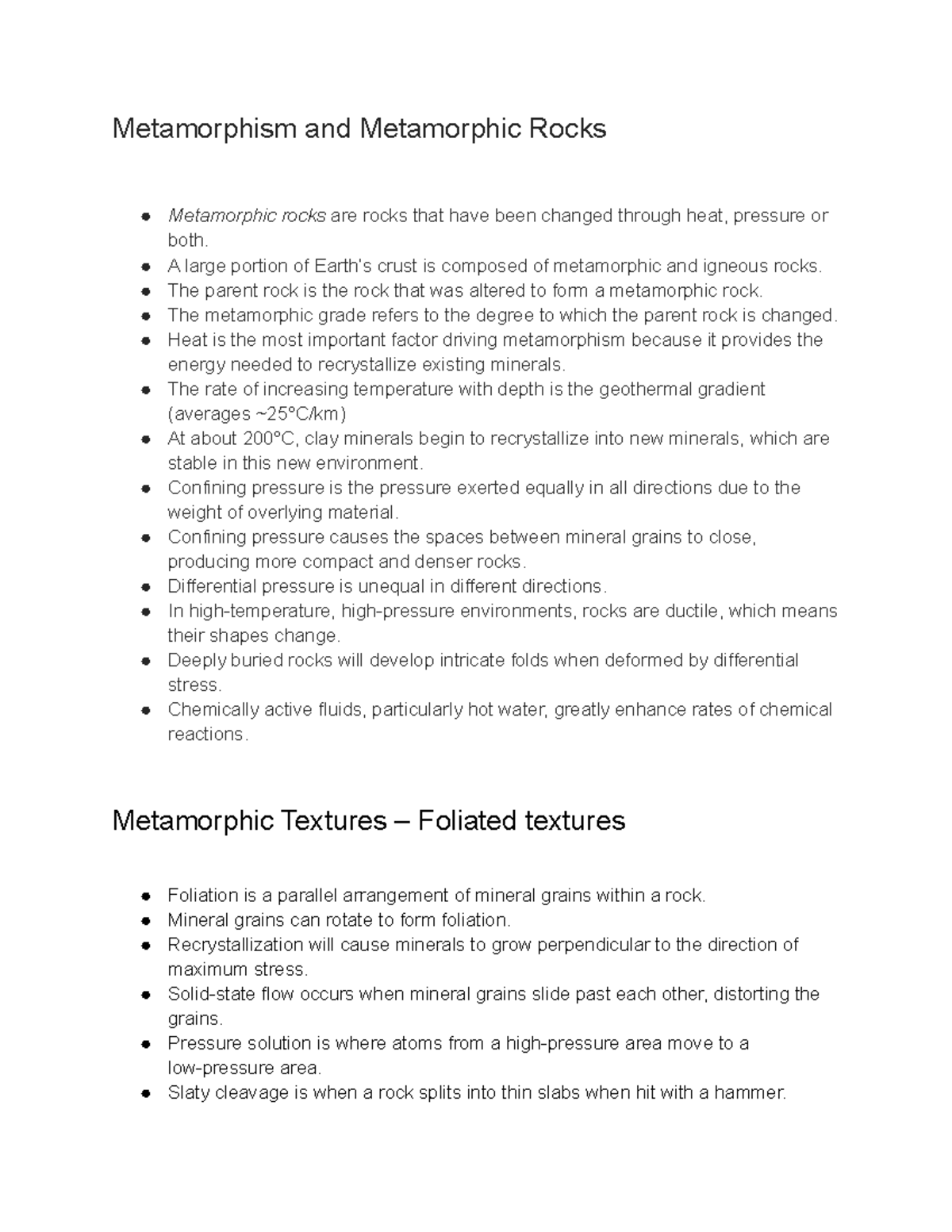Metamorphism and Metamorphic Rocks - A large portion of Earth’s crust