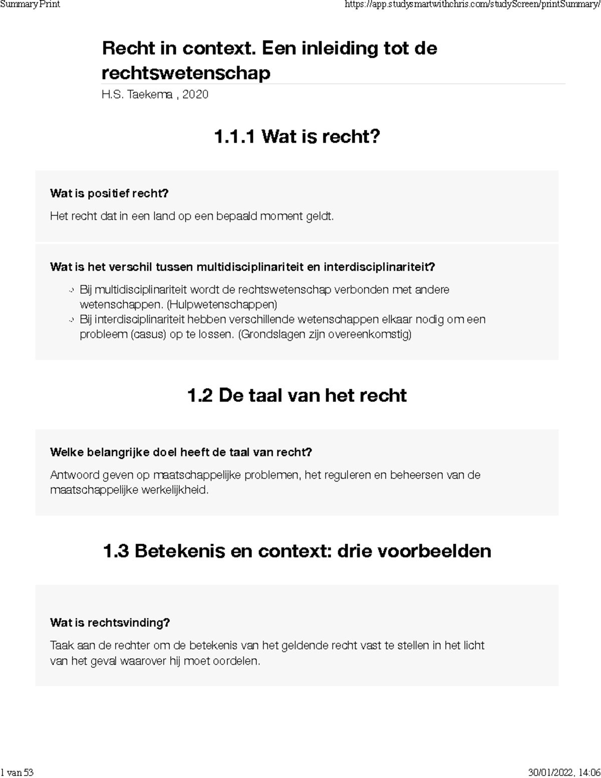 Summary Print - IRW - Samenvatting Inleiding In De Rechtswetenschap ...