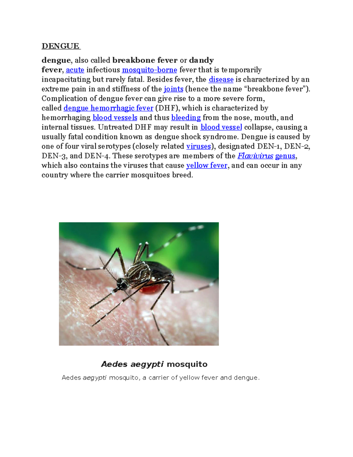 Dengue - DENGUE dengue, also called breakbone fever or dandy fever ...