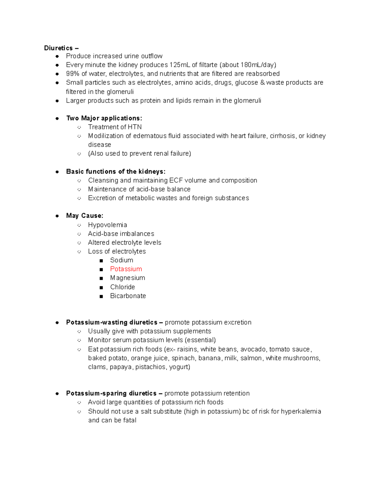 Pharm Module 5 - Diuretics – Produce increased urine outflow Every ...