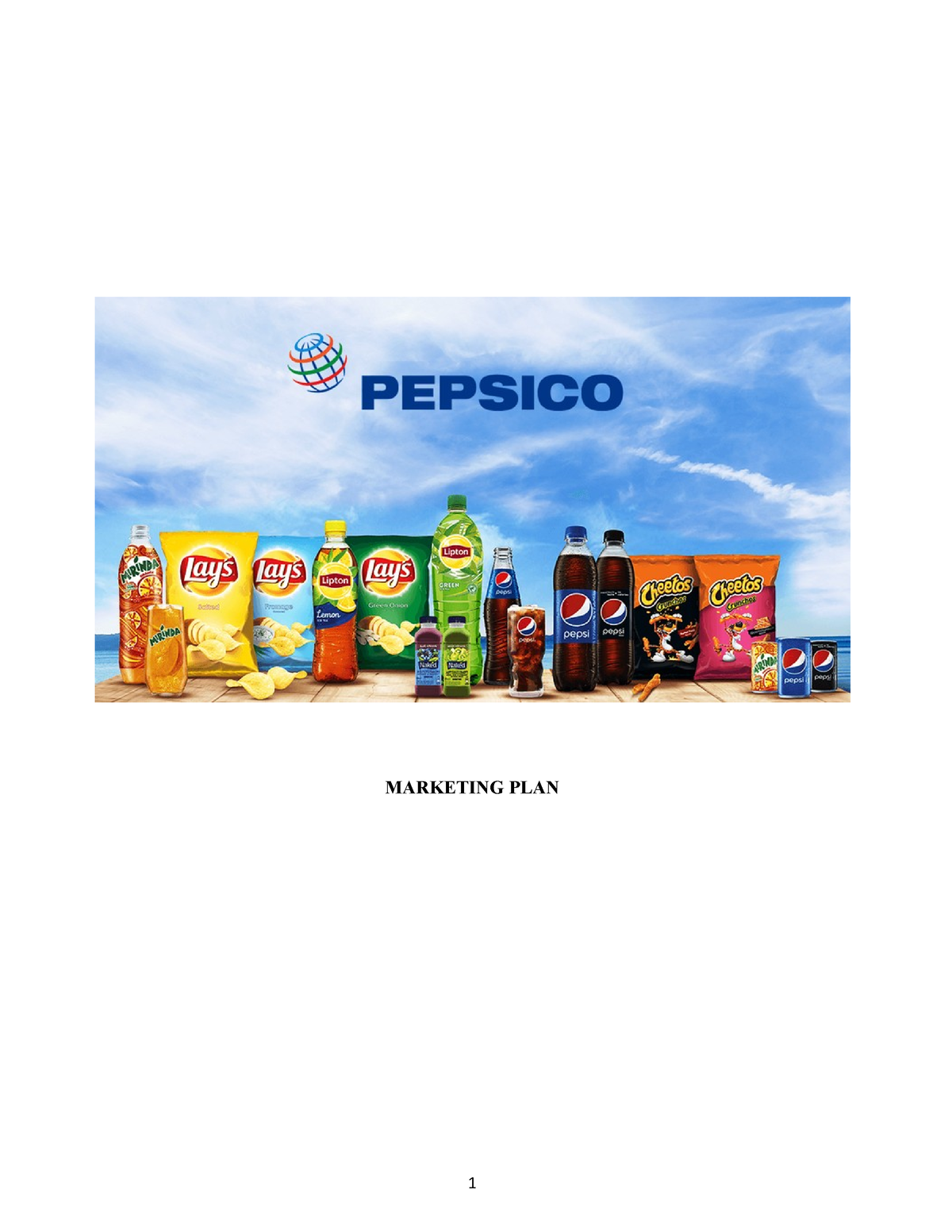 Marketing Plan For Pepsico - MARKETING PLAN Table Of Content 1 ...