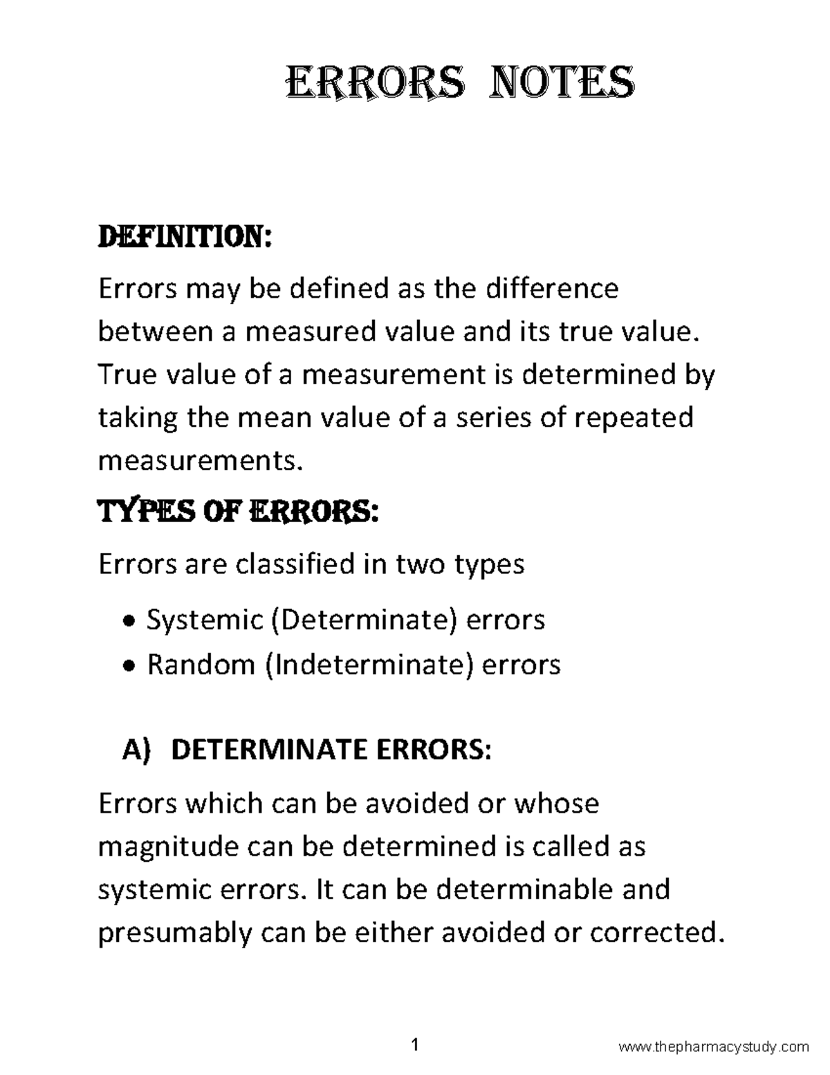 ErrorsNotes Please download my notes Definition Errors may be
