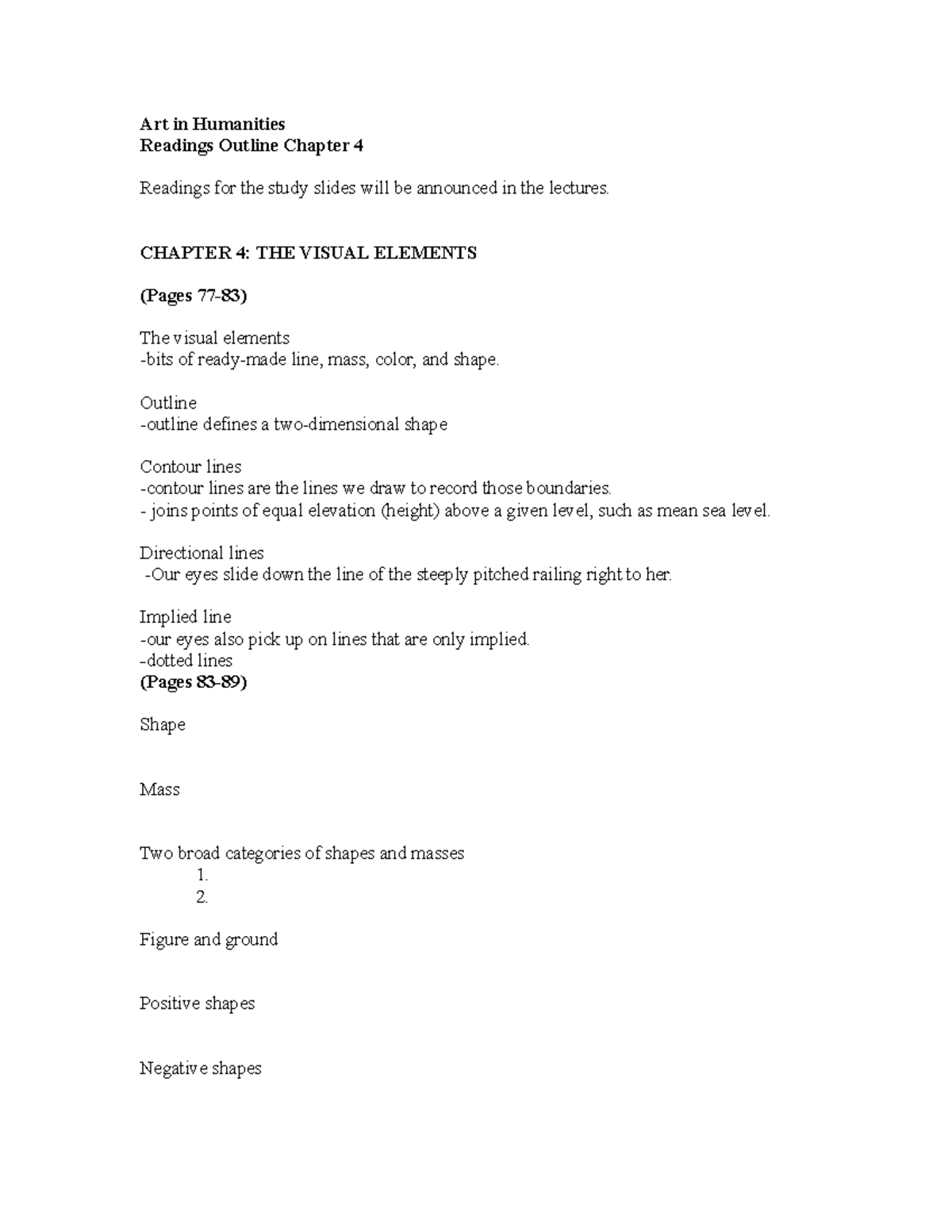 Chapter 4 - Art in Humanities Readings Outline Chapter 4 Readings for ...