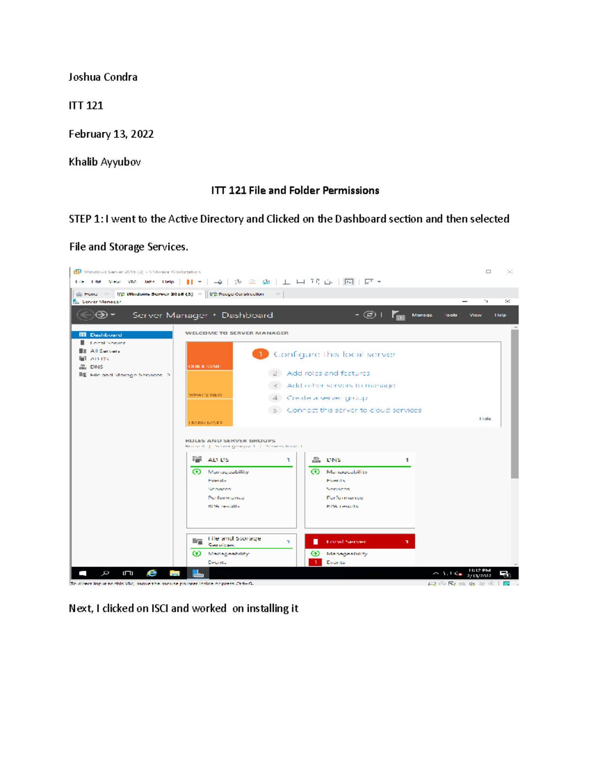 ITT-121-Joshua Condra-File and Folder Permissions - Joshua Condra ITT ...
