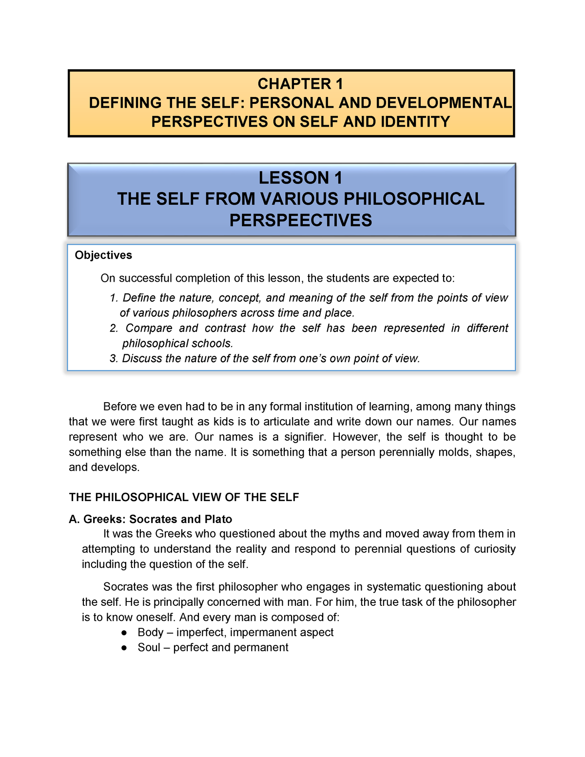 narrative essay on the different philosophical perspectives