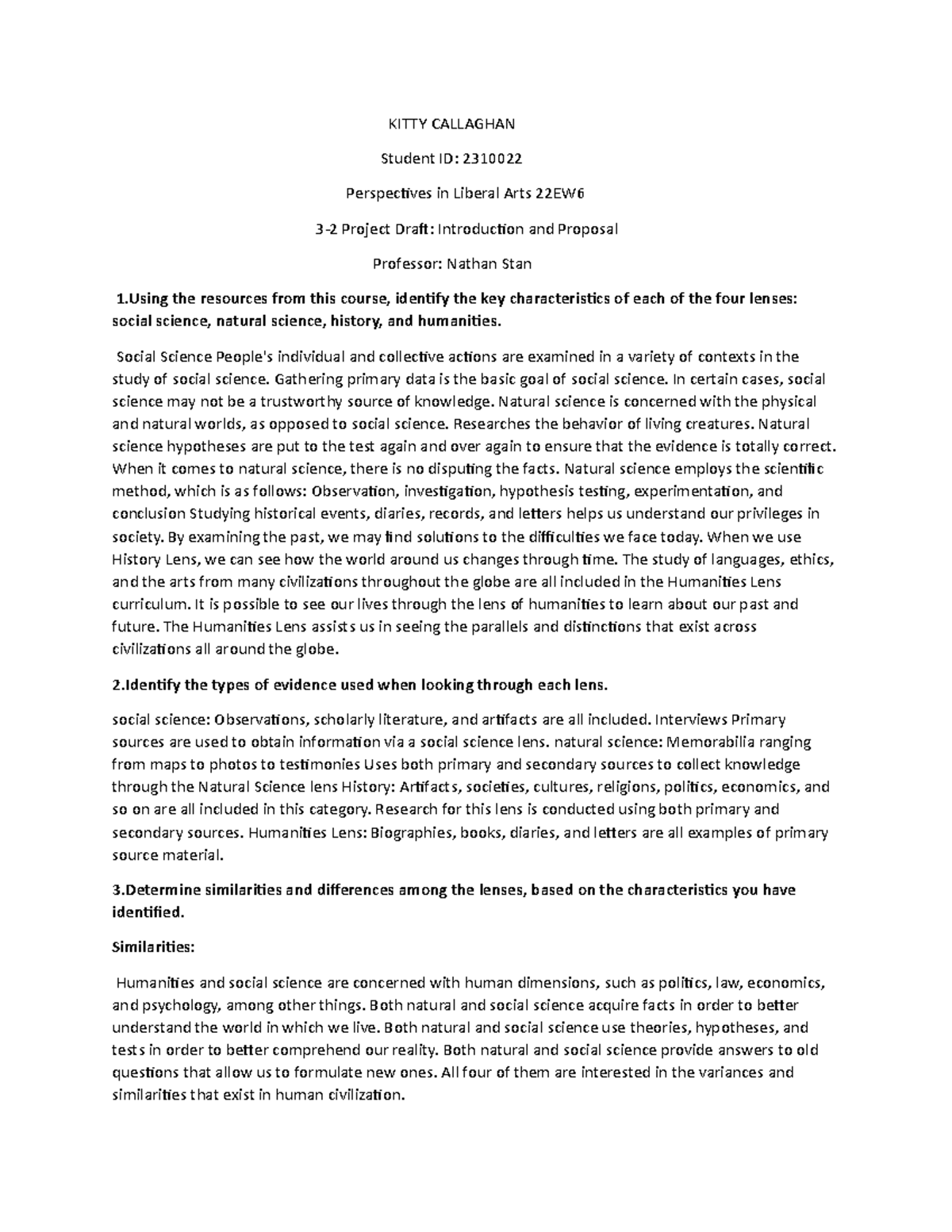 Key Characteristics and Evidence of Four Lenses in Liberal Arts Studocu