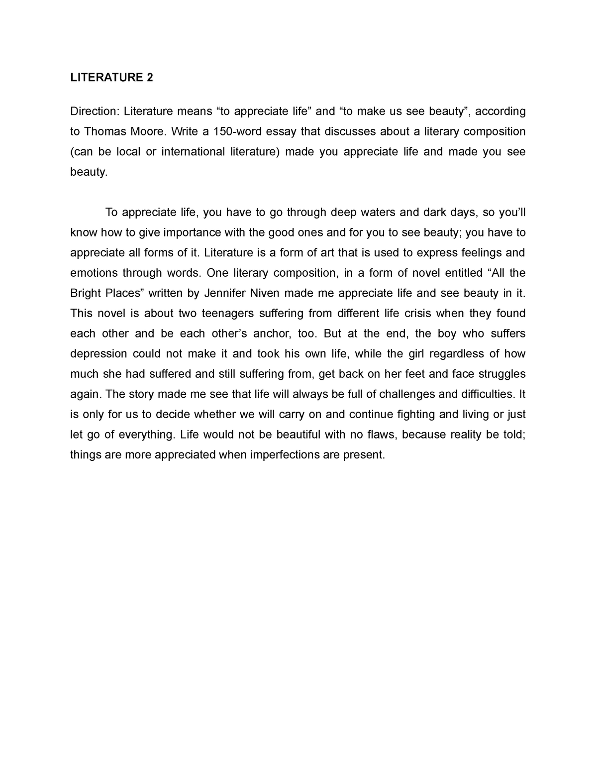 essay about reading 150 words
