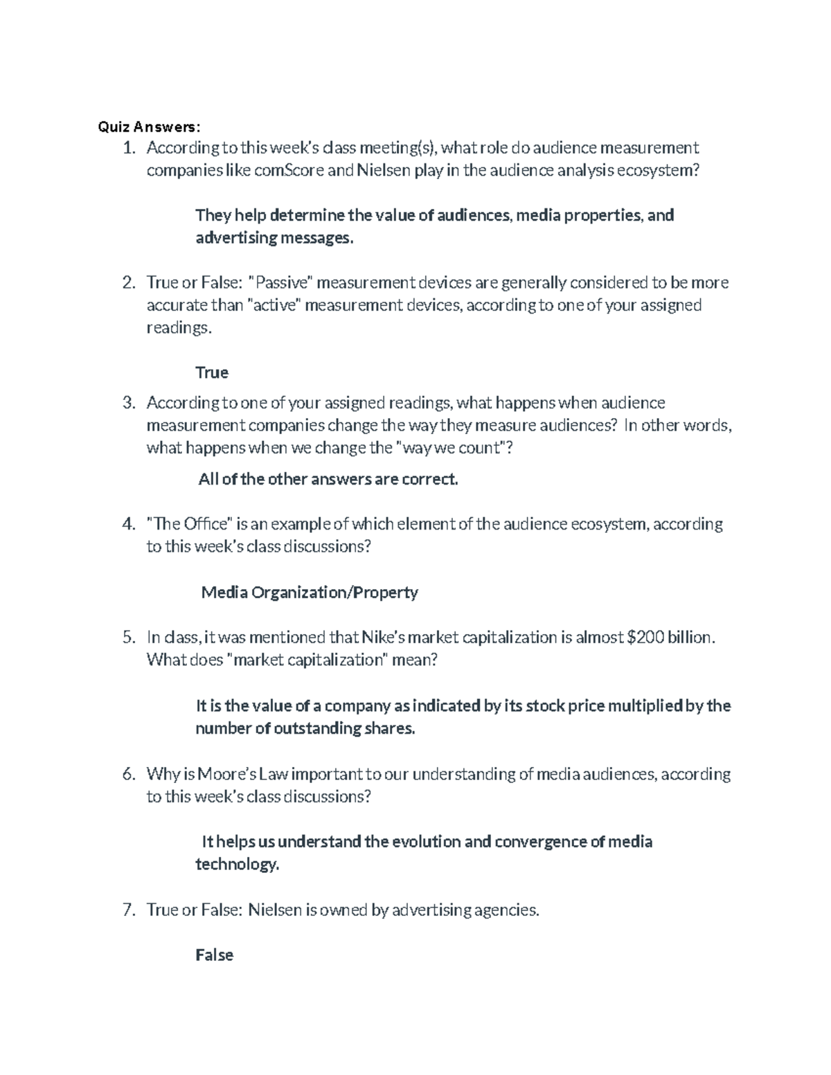 ADV 483 Quiz Study Guide - Quiz Answers: 1. According to this week's ...
