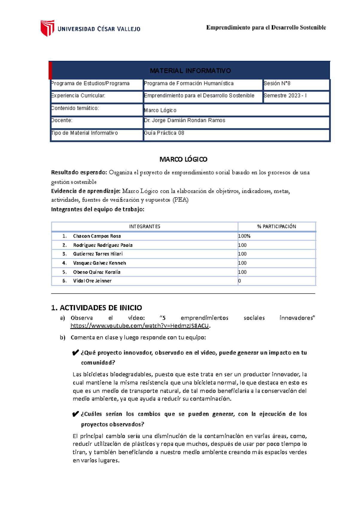 Sem8-EPDS.docx - se le presenta el marco lógico para el proyecto ...