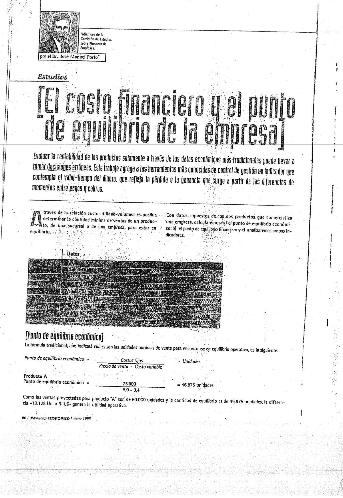 Porto - El Costo Financiero Y El Punto De Equilibrio De La Empresa ...