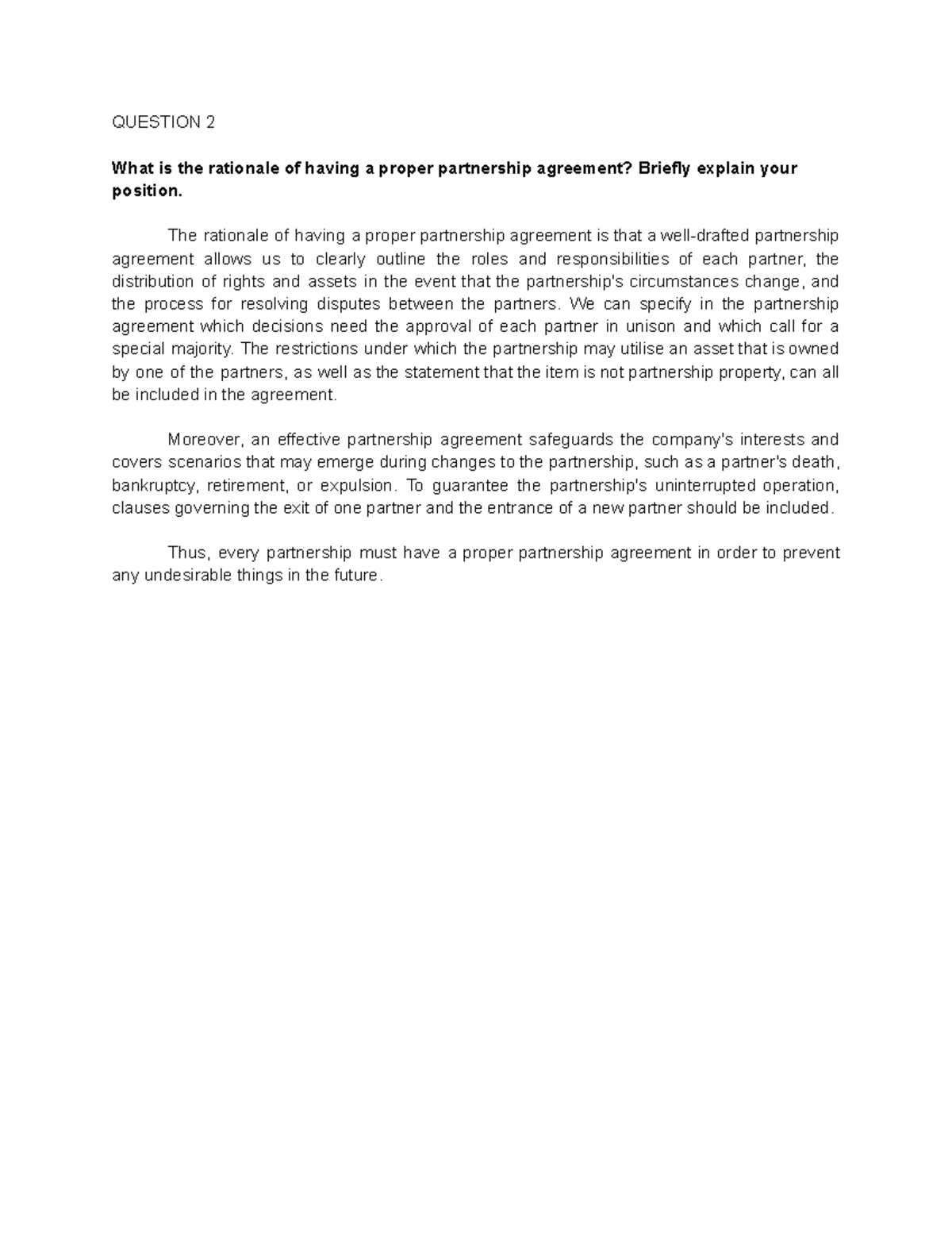 CORP 1 TUTO - answer - QUESTION 2 What is the rationale of having a ...