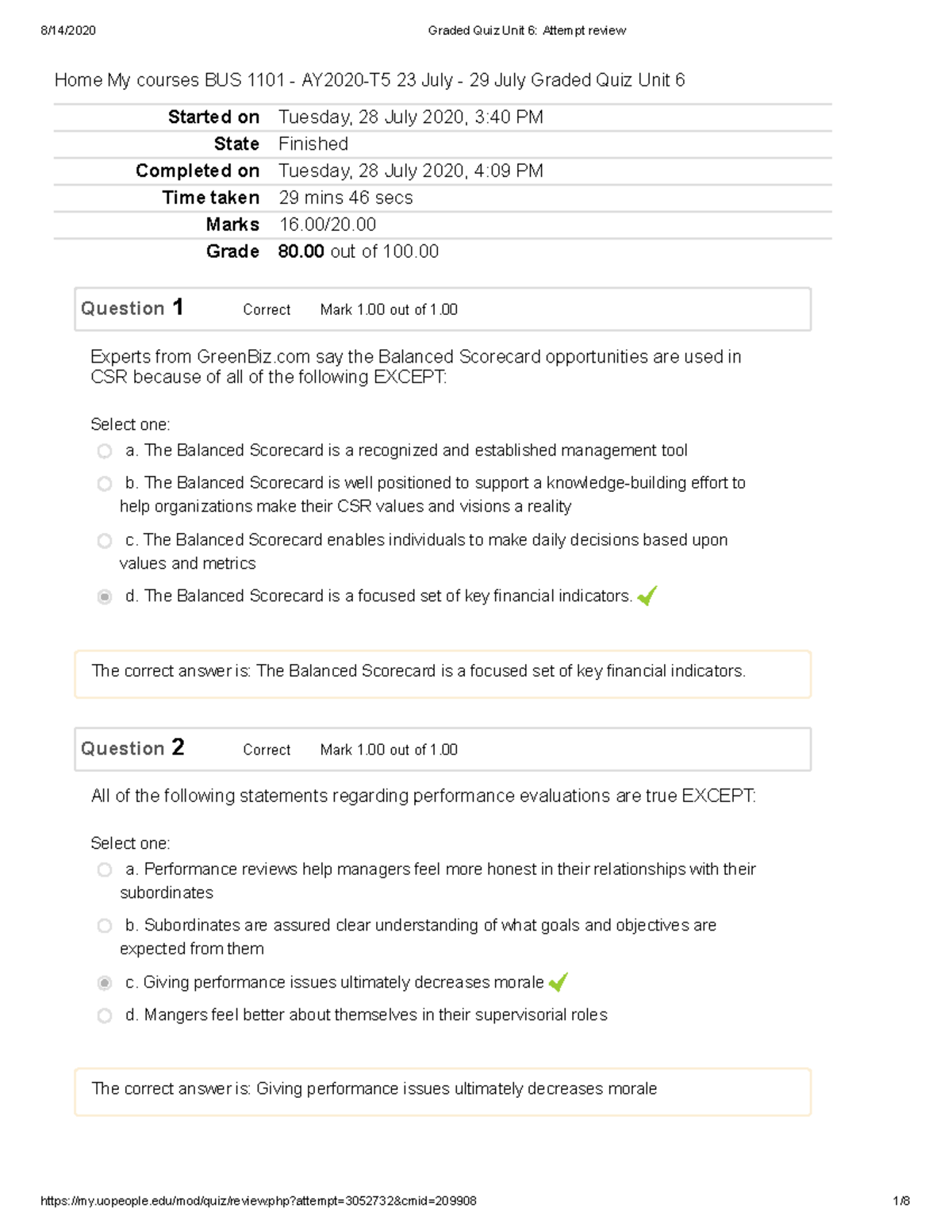 Graded Quiz Unit 6 Attempt review - Started on Tuesday, 28 July 2020, 3 ...