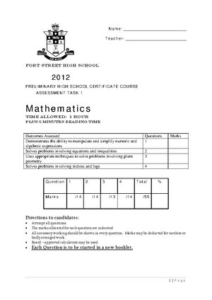2017 Yr 11 Adv Task 1 Solns - Solutions Yell Mathematics 2017 (Sum1 ...
