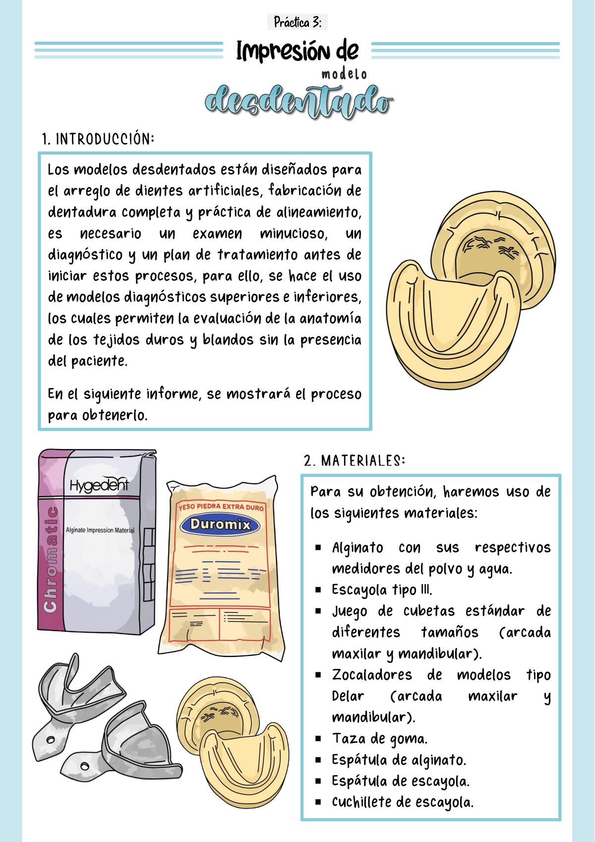Impresión De Modelo Desdentado Con Alginato - Impresión de modelo Los modelos  desdentados están - Studocu