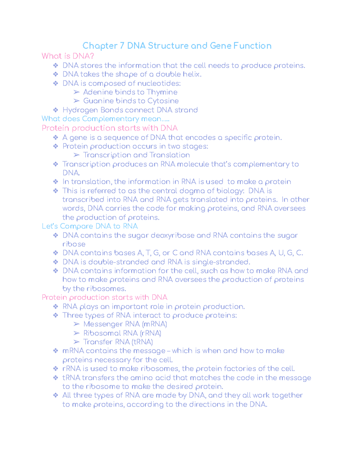 Chapter 7 DNA Structure And Gene Function Lecture Note - Chapter 7 DNA ...