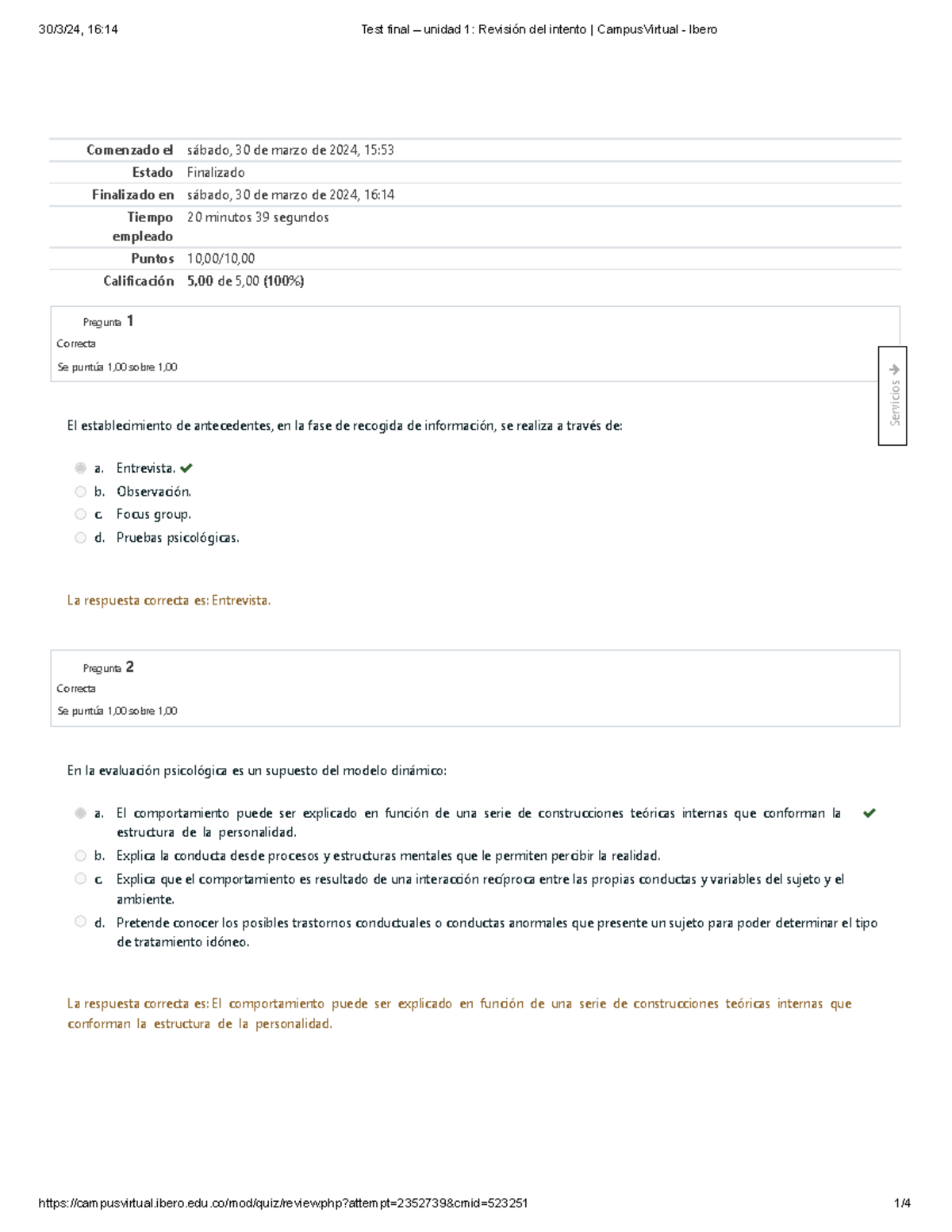 Test Final – Unidad 1 Revisión Del Intento Campus Virtual - Ibero ...