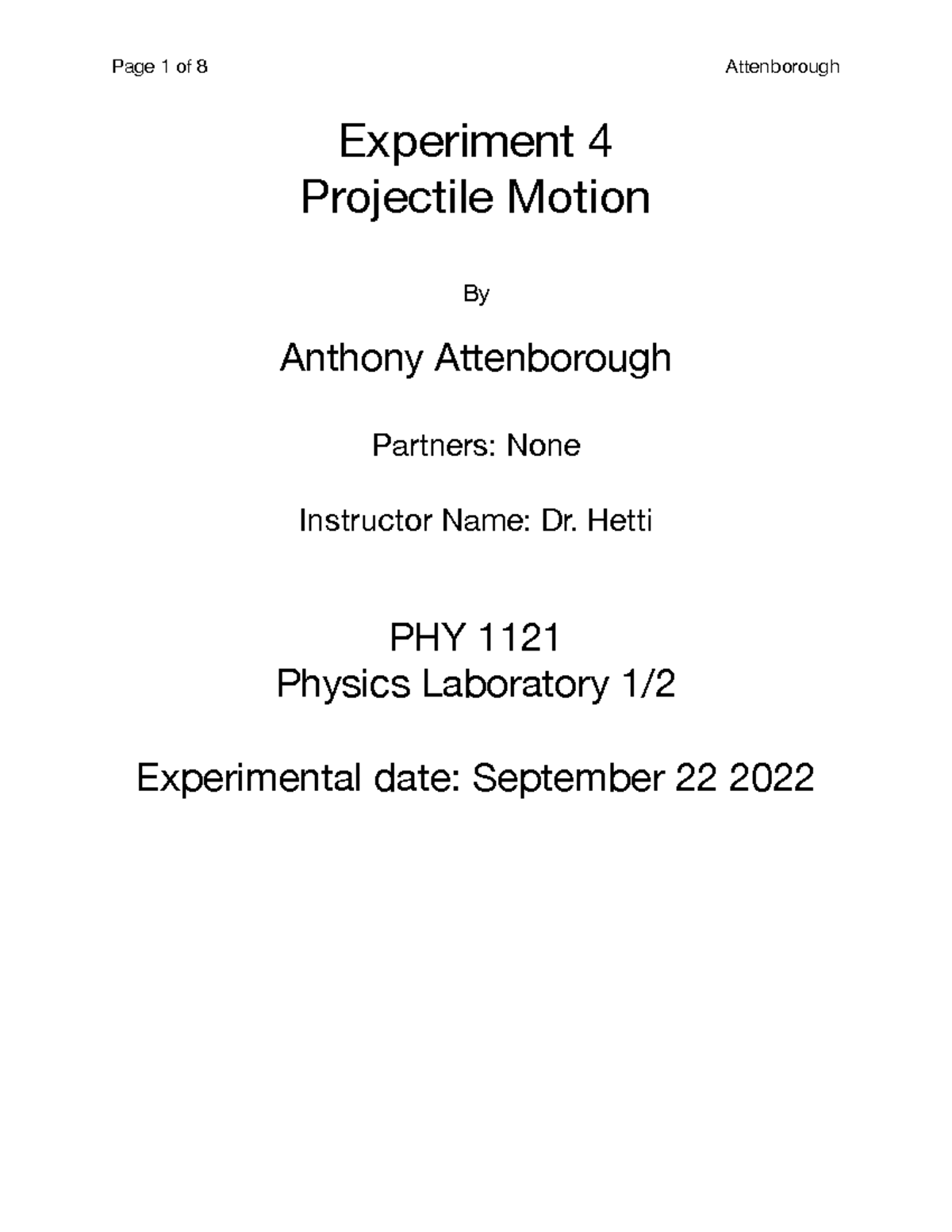 lab report experiment 4 physics matriculation